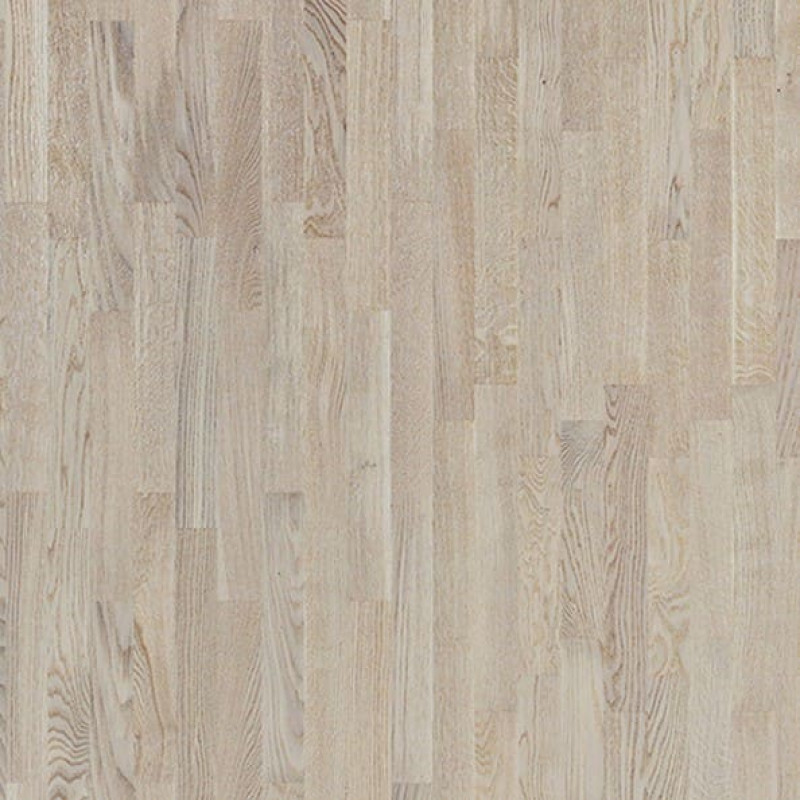 Паркетная доска Tarkett Salsa Дуб Робуст Белый Браш трехполосная брашированная лак Белый.